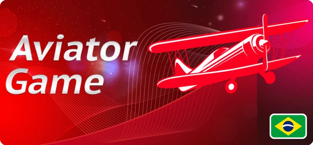 Banner vermelho do jogo Aviator com destaque para a parte de aposta e entrada no jogo