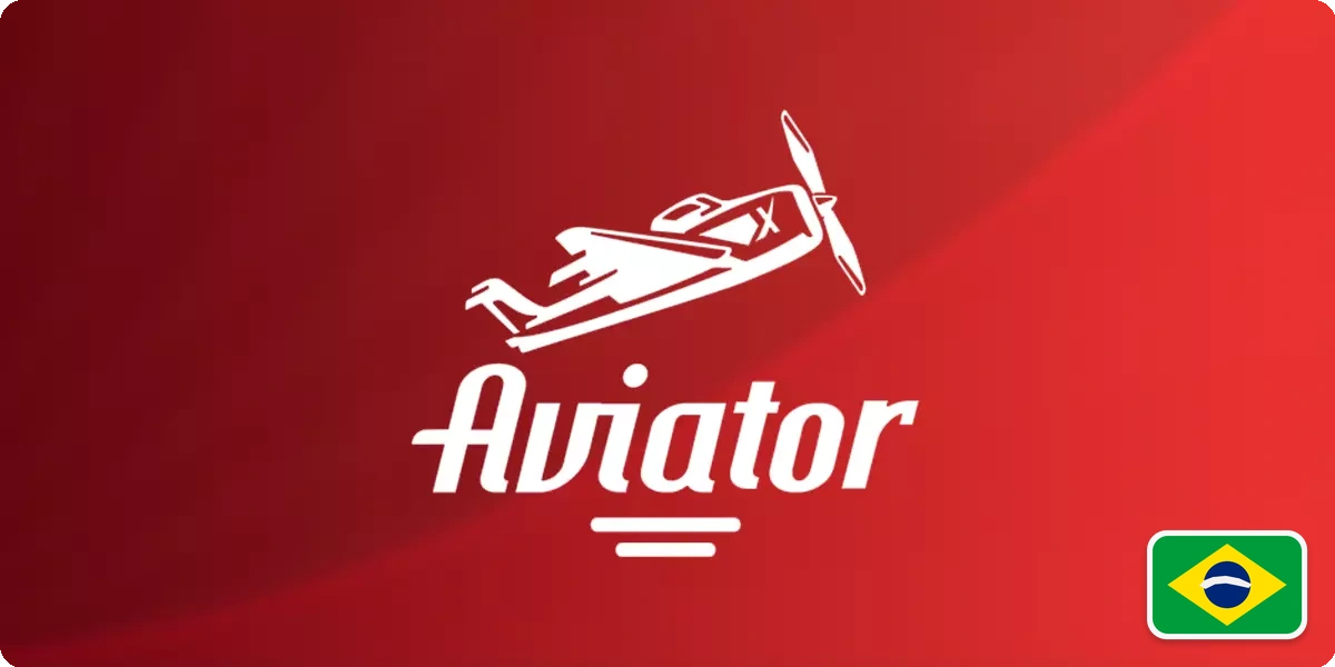 Logo branco do Aviator em fundo vermelho usado no fechamento da apresentação do jogo
